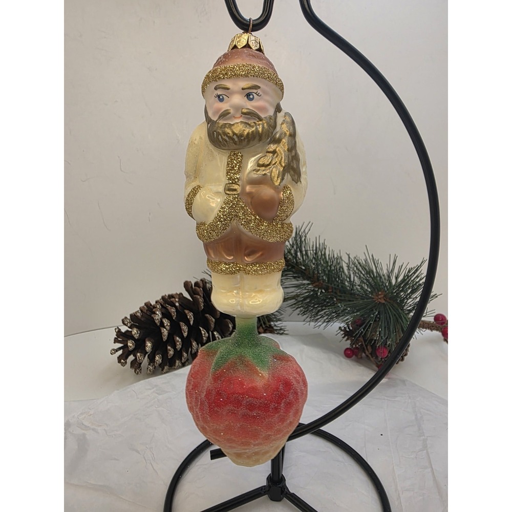Christopher Radko 1997 Strawberry Santa 97-100-0 Germany Glass Ornament 8"